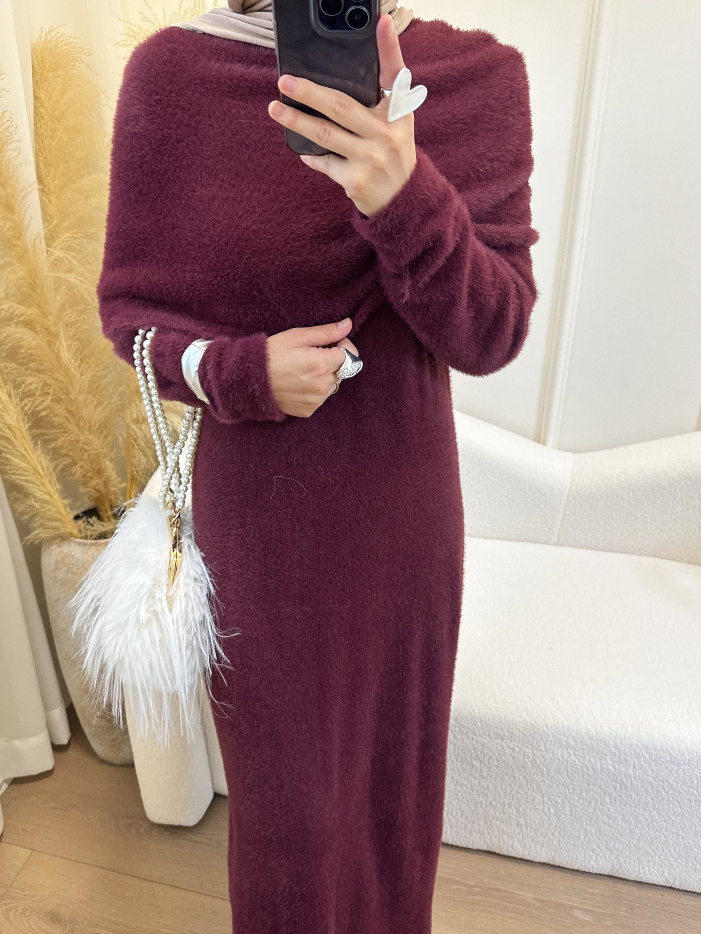 Cozy Knit Two Piece Sweater Dress with Shawl Elegant Winter Set