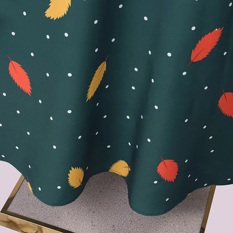 Women's Elegant Foliage Polka Dot Print Oversized Dress