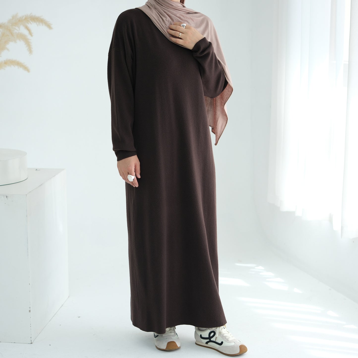 Cozy Knit Maxi Dress Long Sleeve Winter Wear