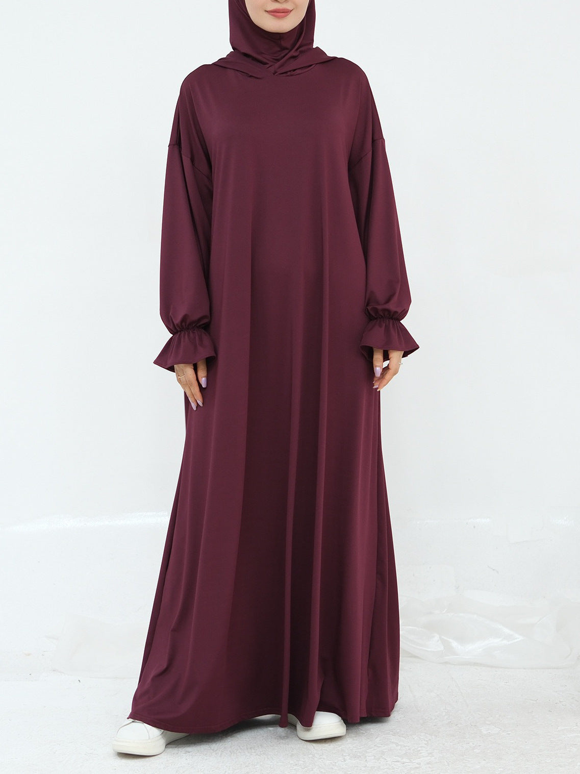 Women's Solid Color Hooded Casual Abaya