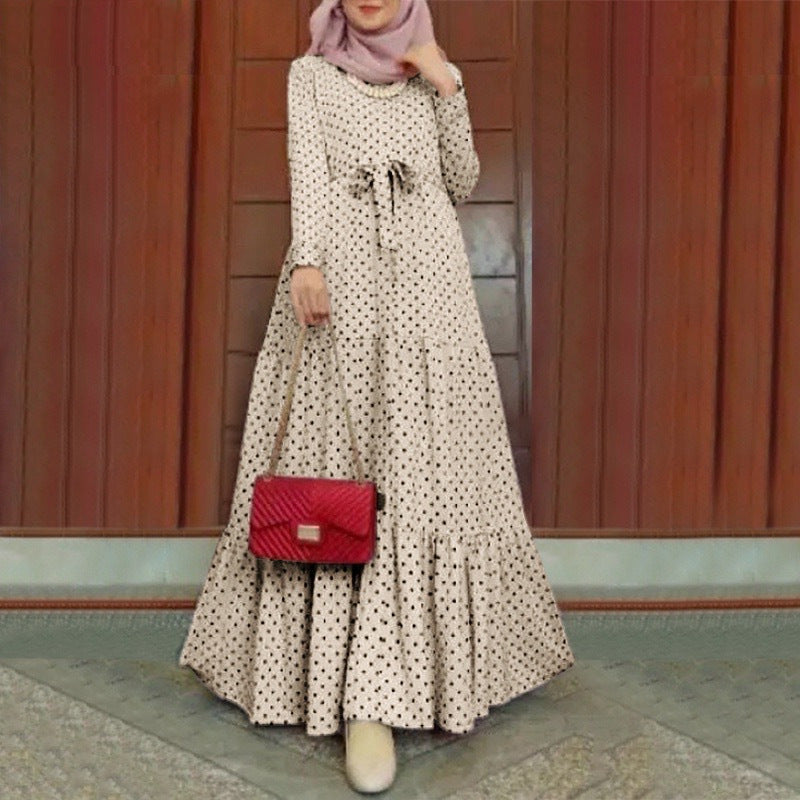 Women's Polka Dot Long Sleeved Dress