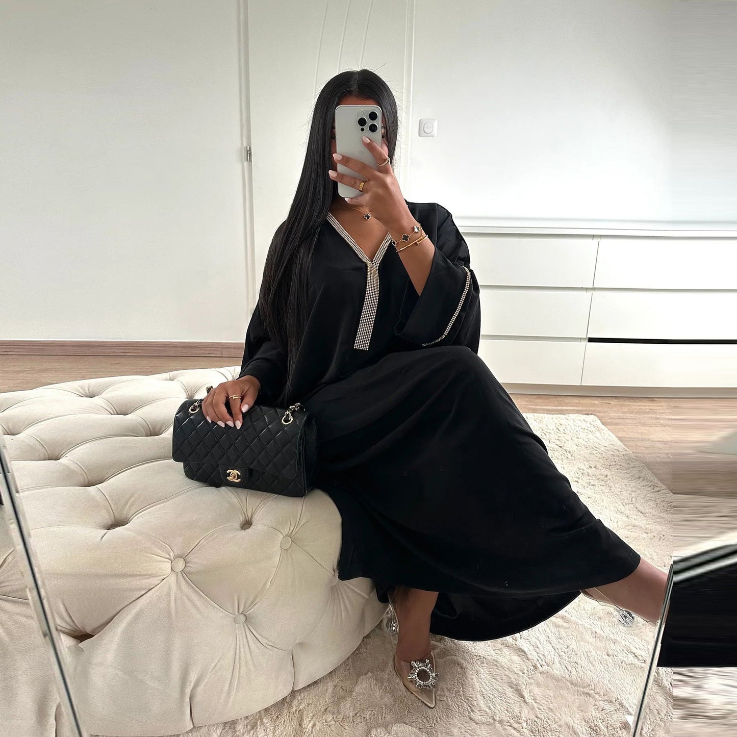 Women's Bat Sleeve V-Neck Dress
