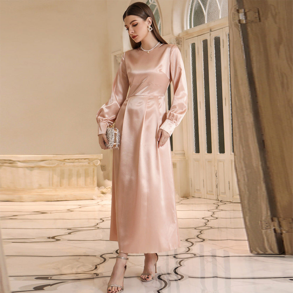 Women's High-waisted Dress with Headscarf