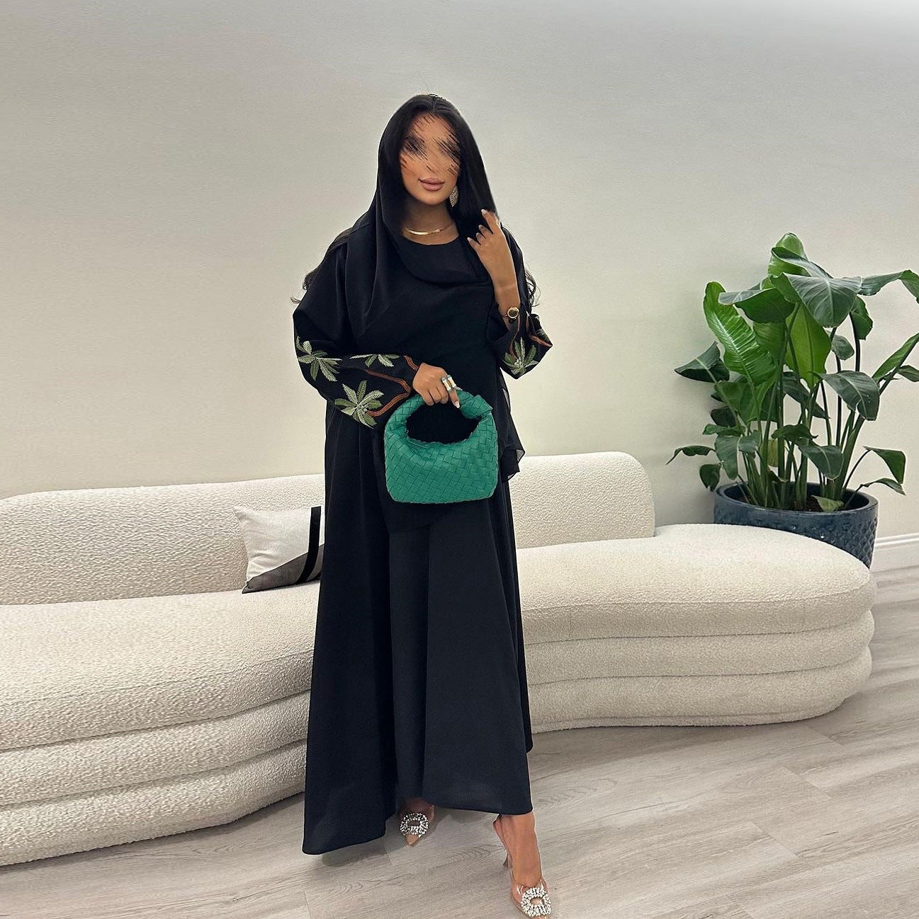 Women's Long Sleeved Black Robe