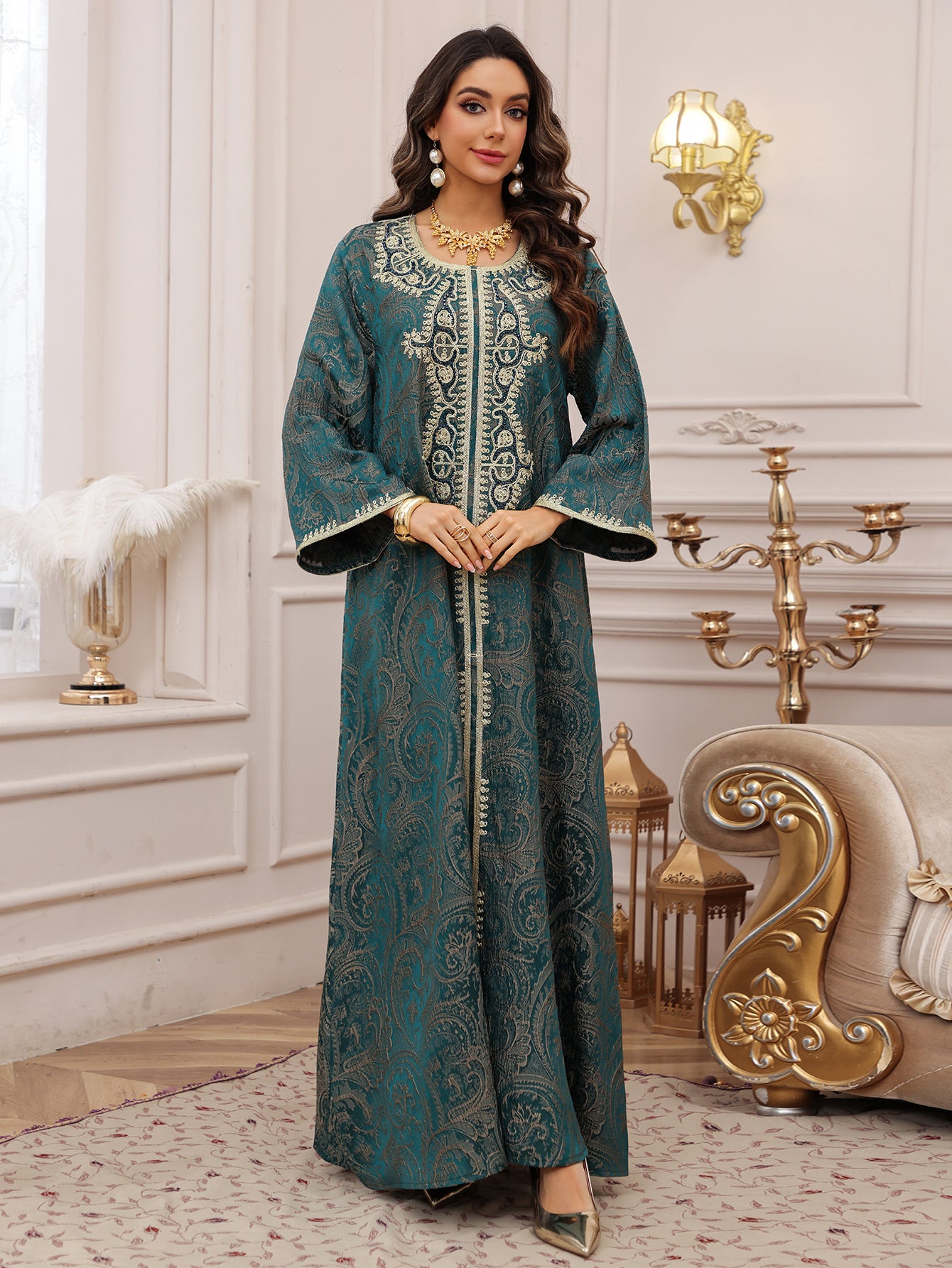 Women's Jacquard Embroidered Evening Dress