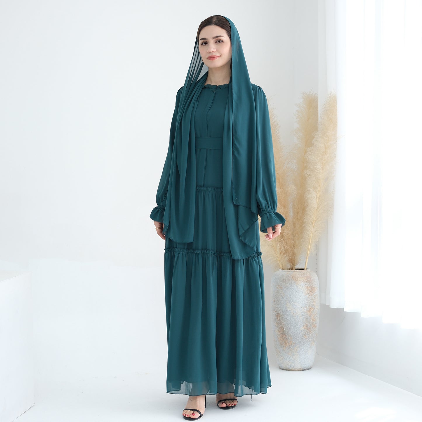 Women's Solid Color Maxi Abaya Dress