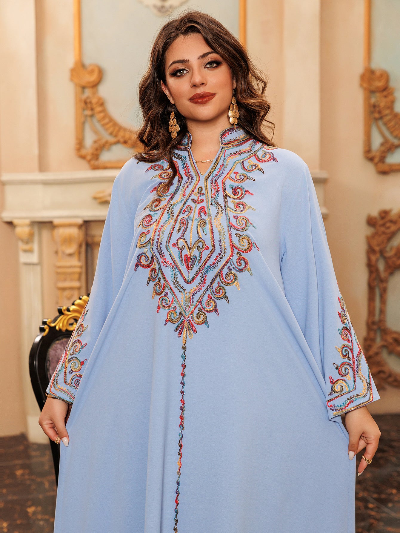 Women's Embroidered Party Pullover Dress