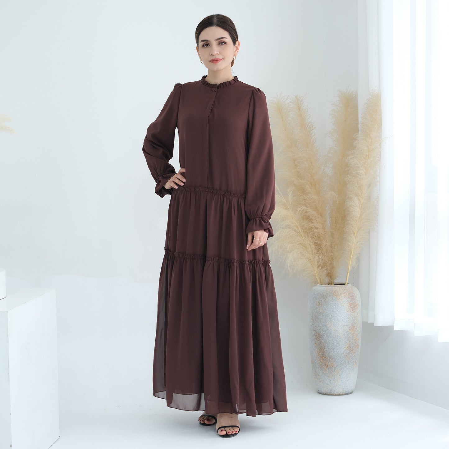 Women's Solid Color Maxi Abaya Dress
