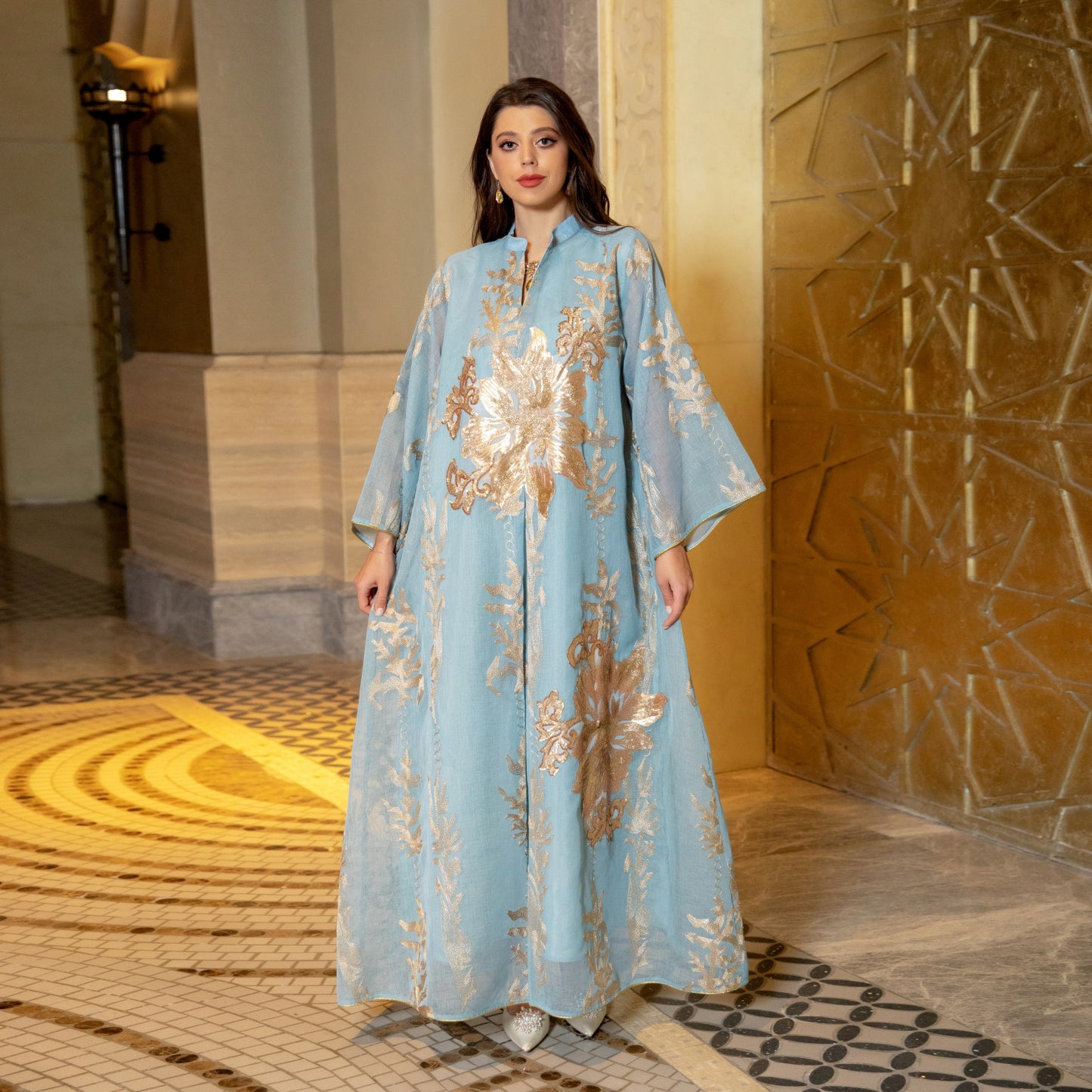 Floral Sequined Luxury Ladies Party Dress