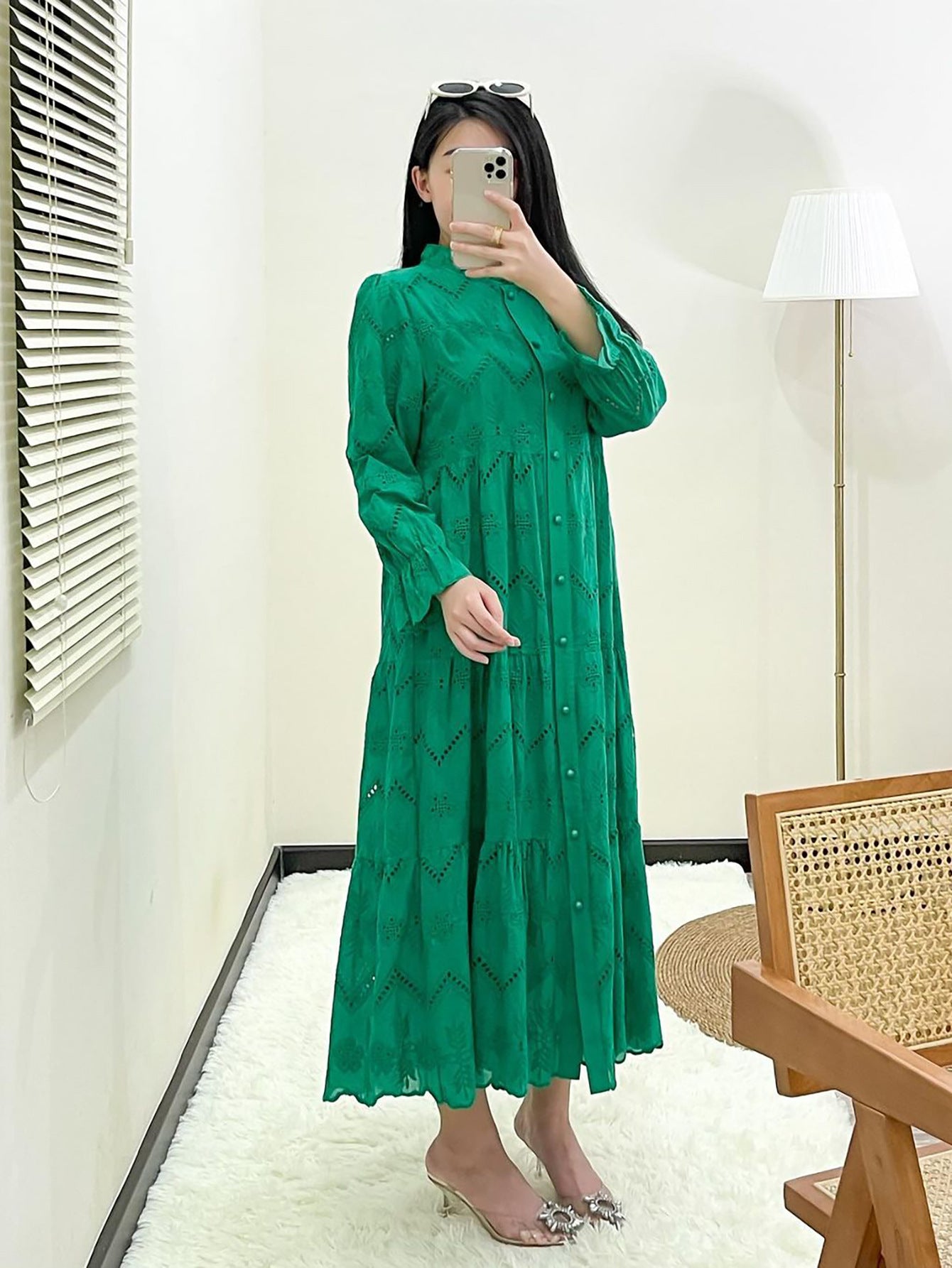 Women's Plain Embroidered Lace Dress