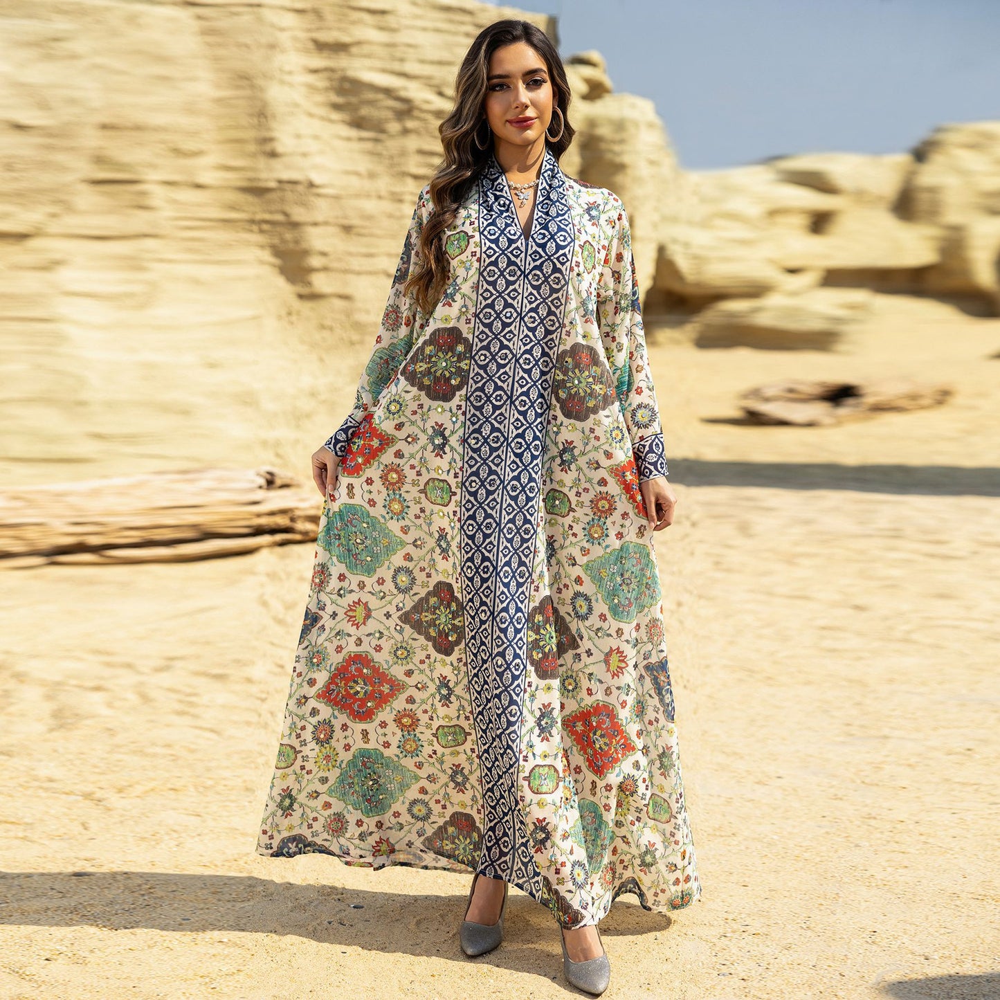 Muslim Women's Printed Pullover Dress