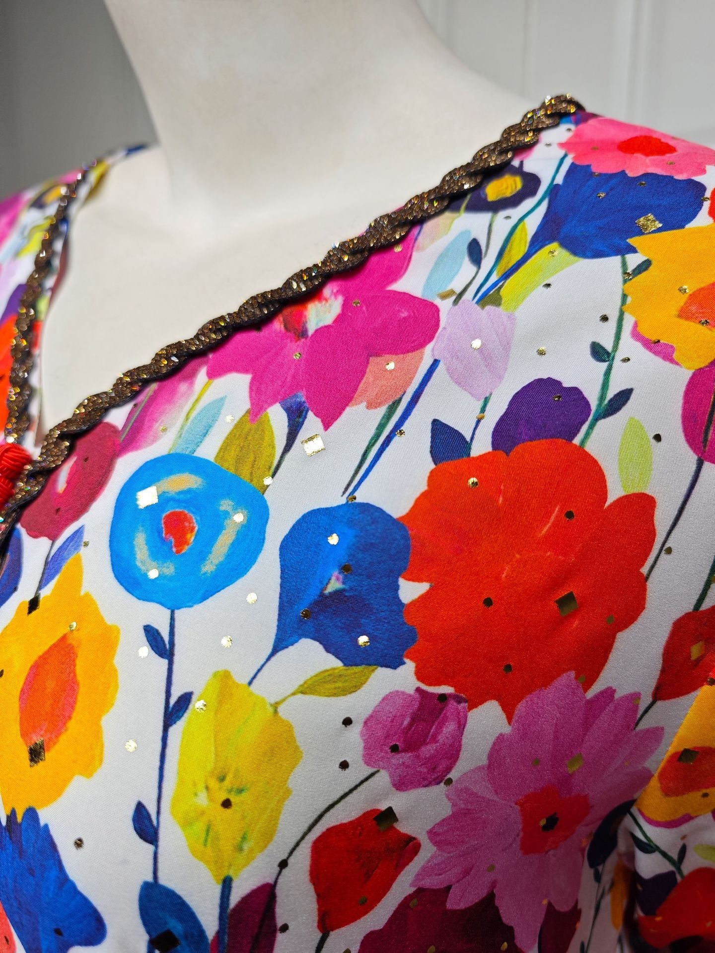 Women's Gilded Print Casual Jalabiya Dress