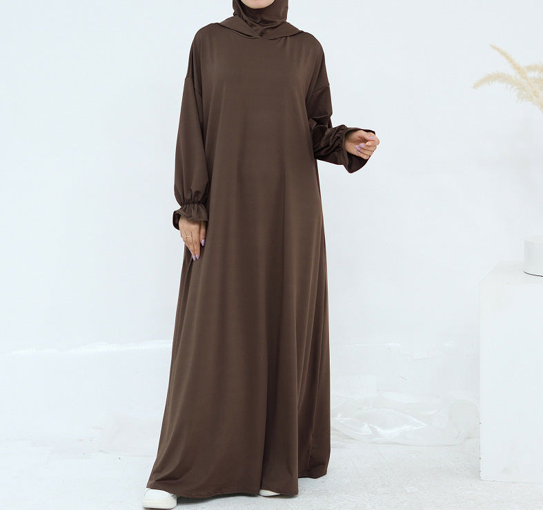 Women's Solid Color Hooded Casual Abaya