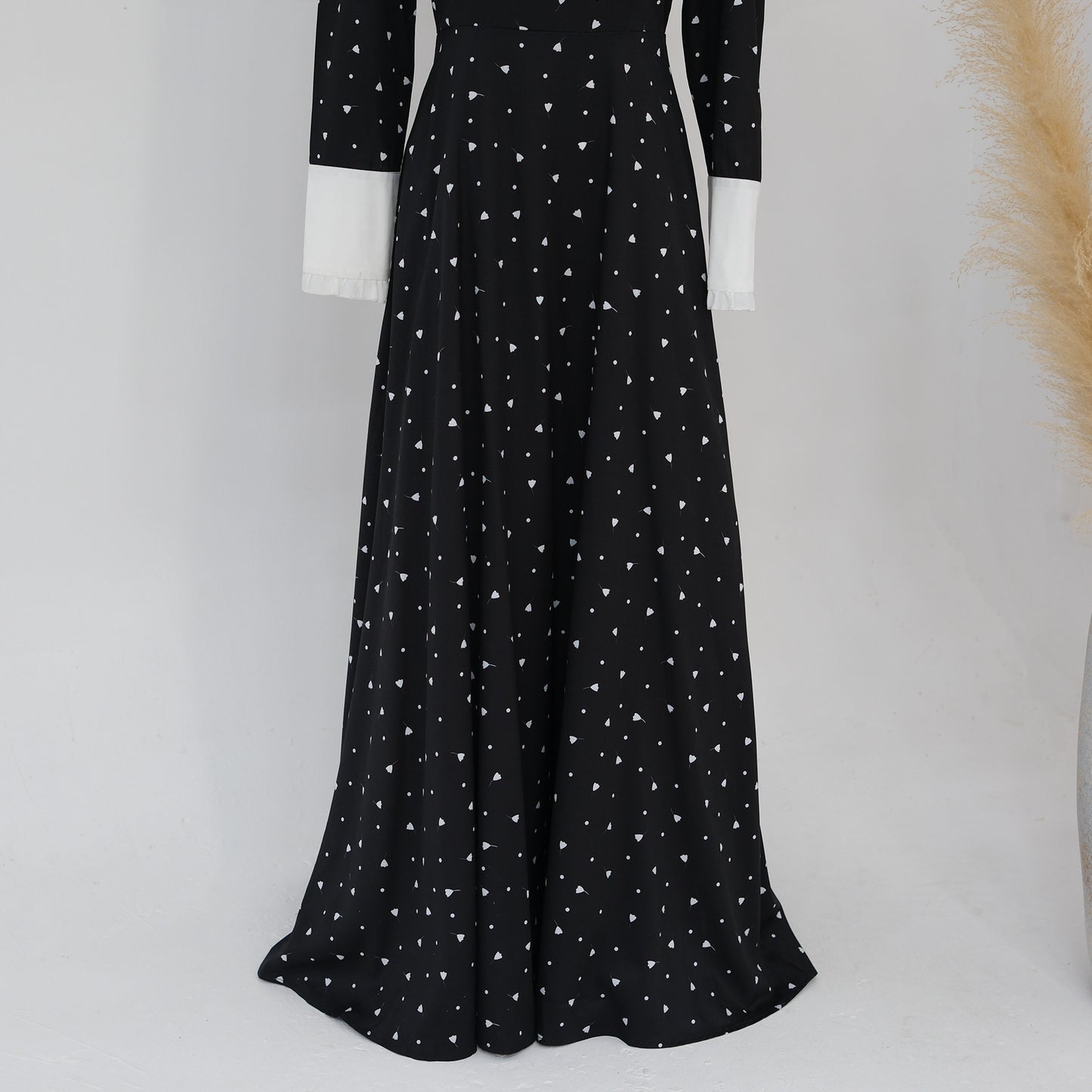 Women's Printed Black Abaya Dress