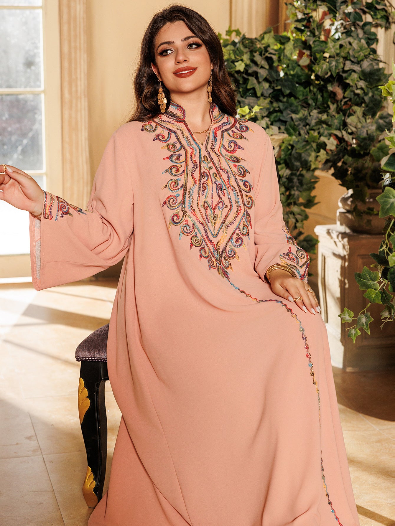 Women's Embroidered Party Pullover Dress
