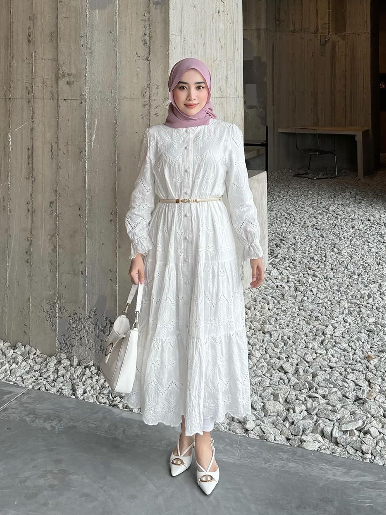 Women's Plain Embroidered Lace Dress