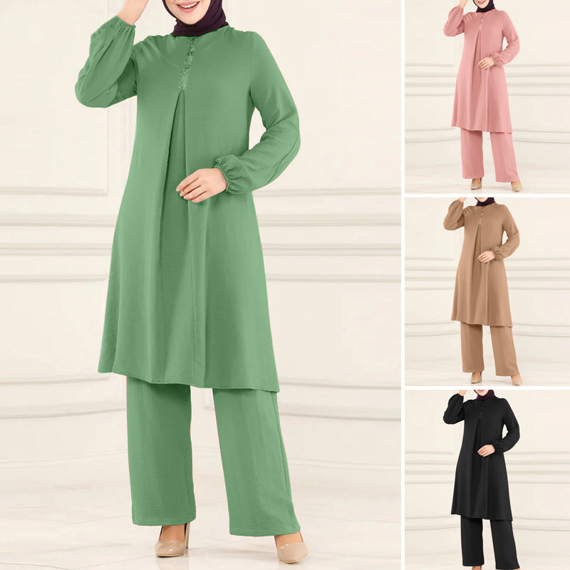 Embroidered Dubai Modest Formal Maxi Kaftan Two-Piece Set