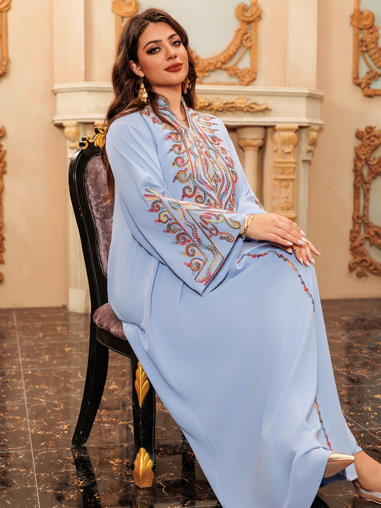 Women's Embroidered Party Pullover Dress