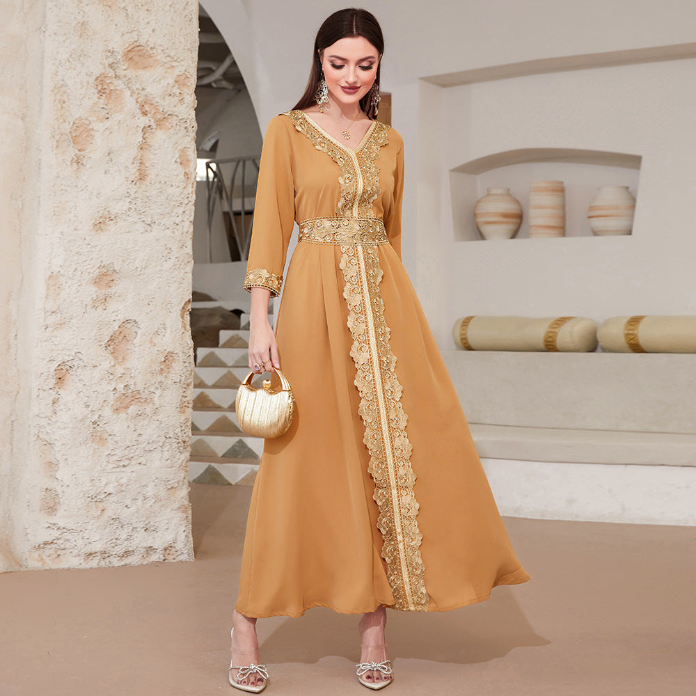 Embroidered Lace Elegant Vintage Dress