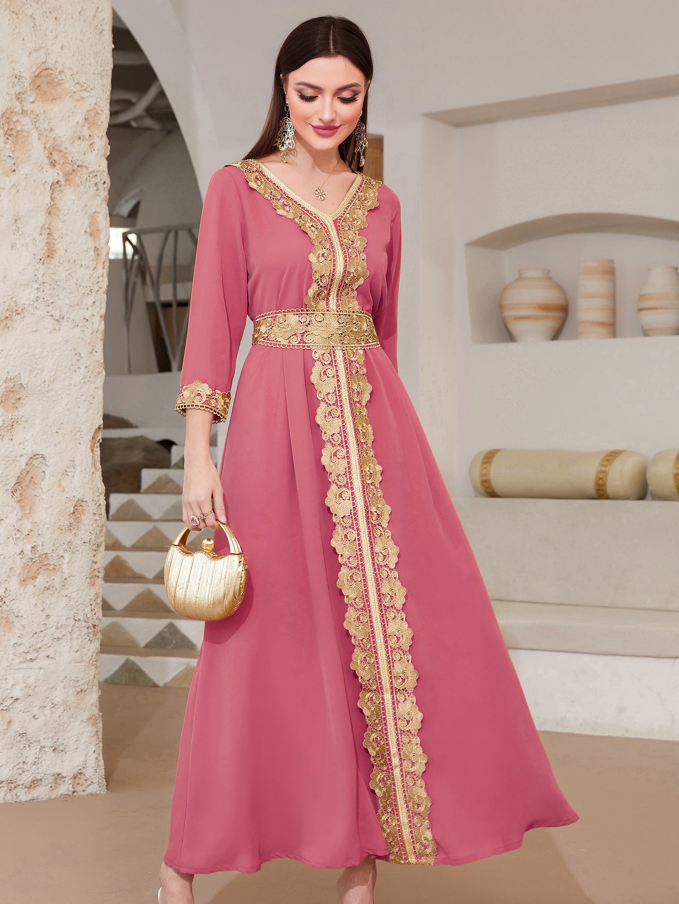 Embroidered Lace Elegant Vintage Dress