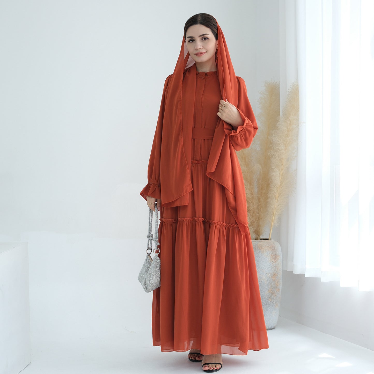 Women's Solid Color Maxi Abaya Dress