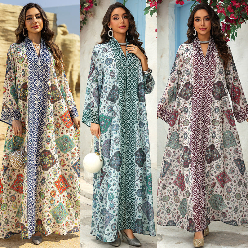 Muslim Women's Printed Pullover Dress