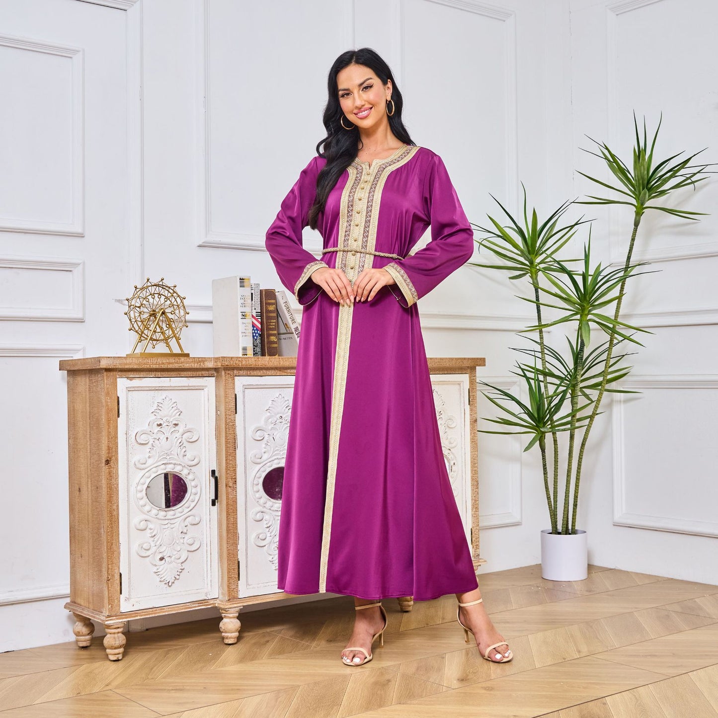 Women's Embroidered Purple Lace Dress