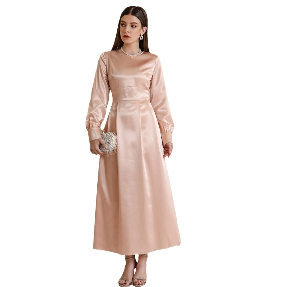 Women's High-waisted Dress with Headscarf