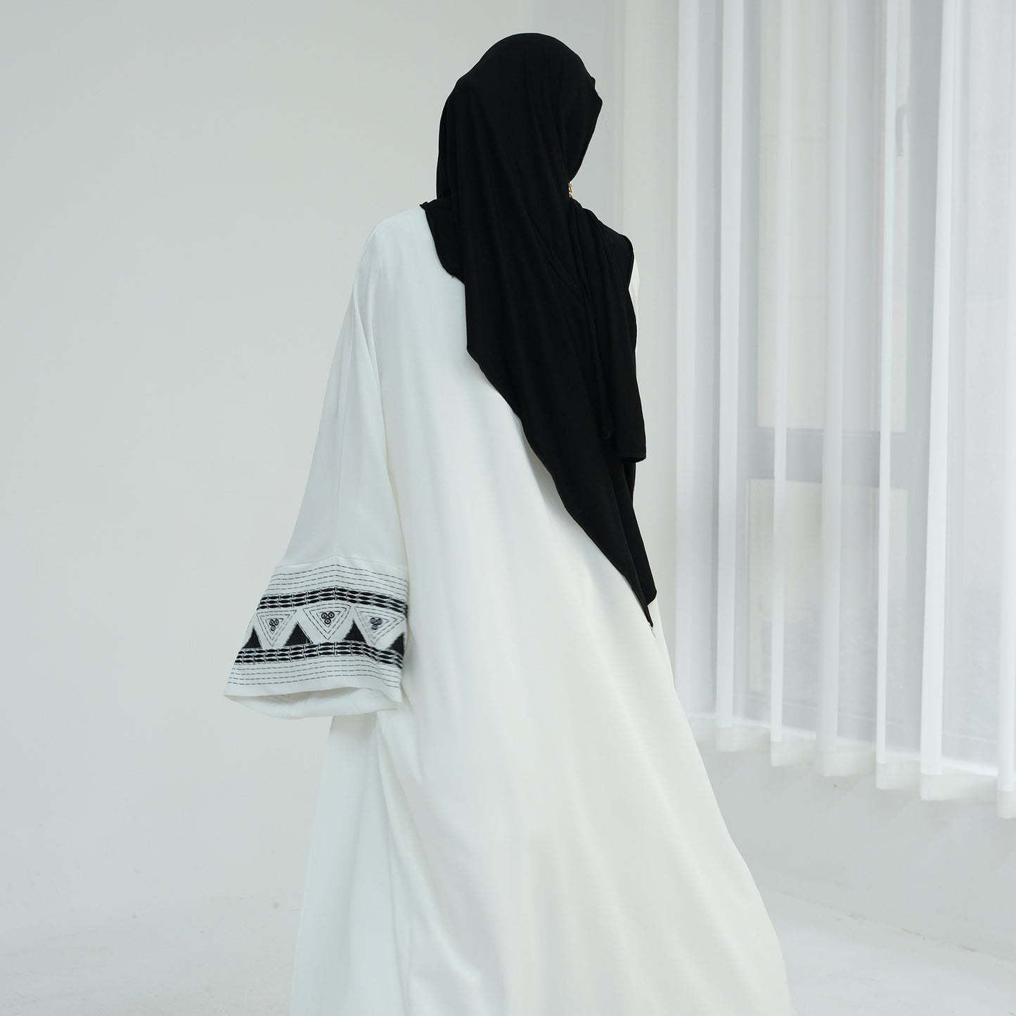 Embroidered Abaya Open Front Long Robe for Women
