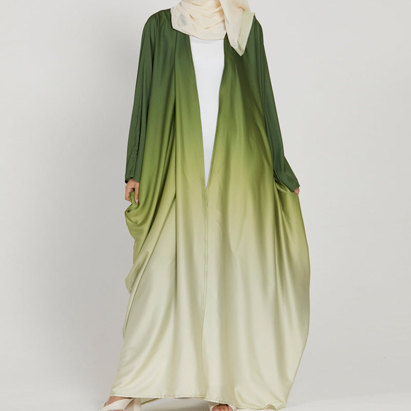 Elegant Cardigan Tie-dye Gradient Dress