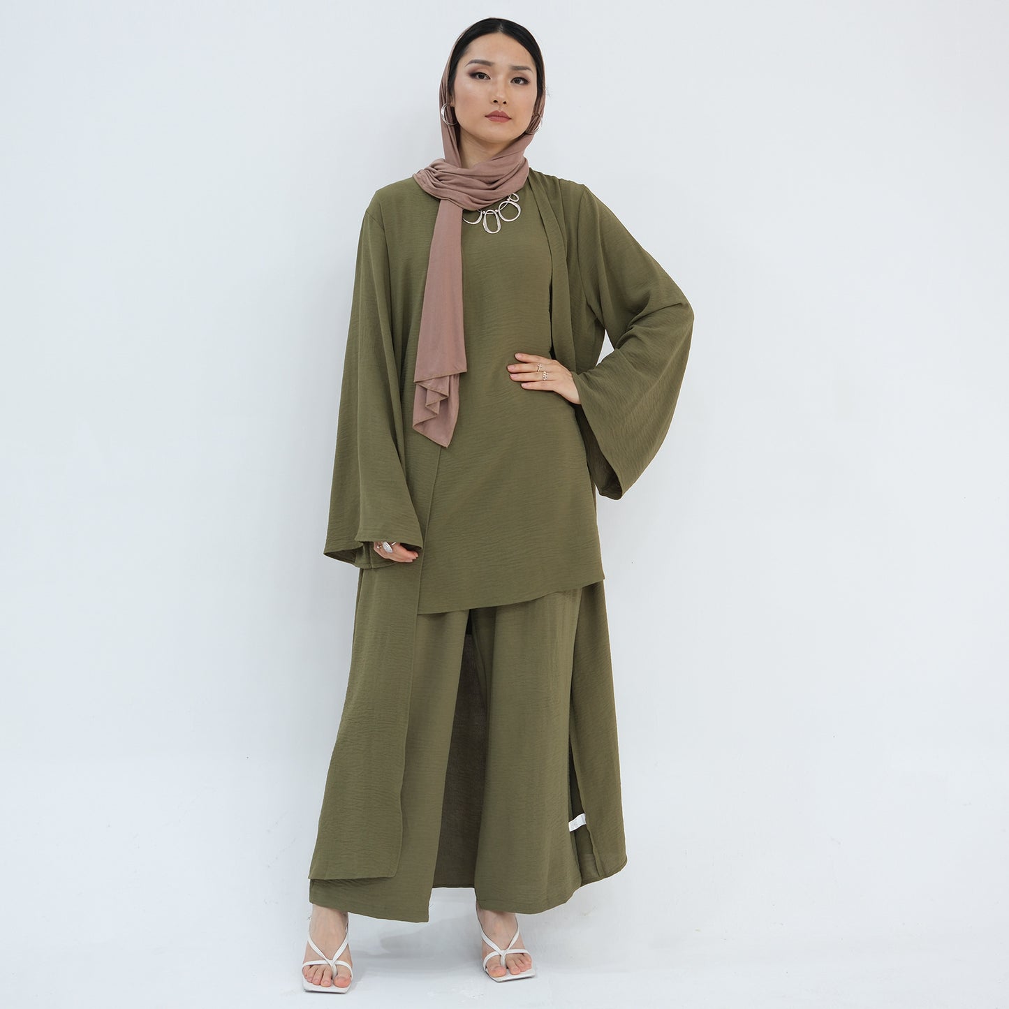 Women's Plain Three-piece Top And Pants Suit