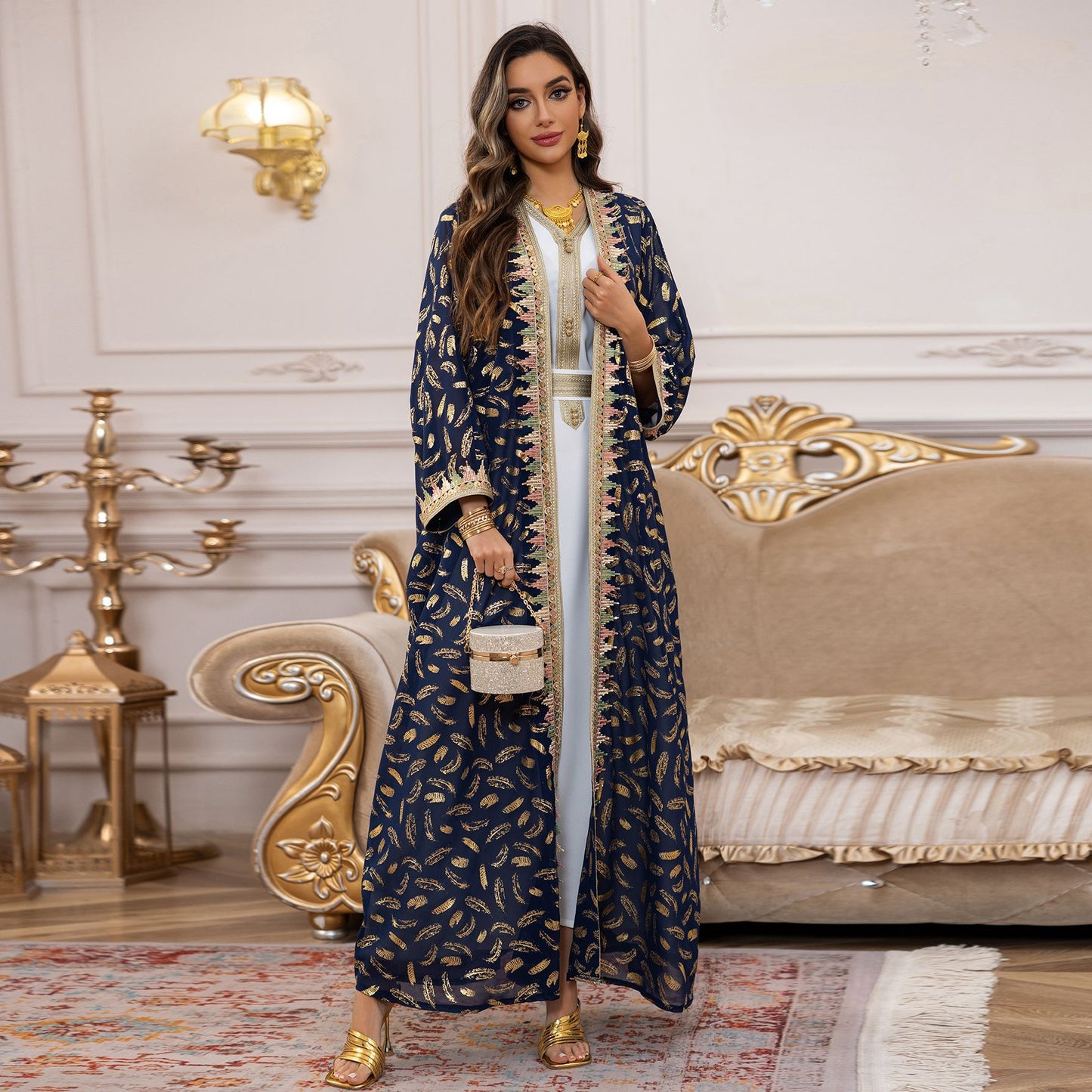 Women's Chiffon Plus-size Cardigan Long Skirt Three-piece Set