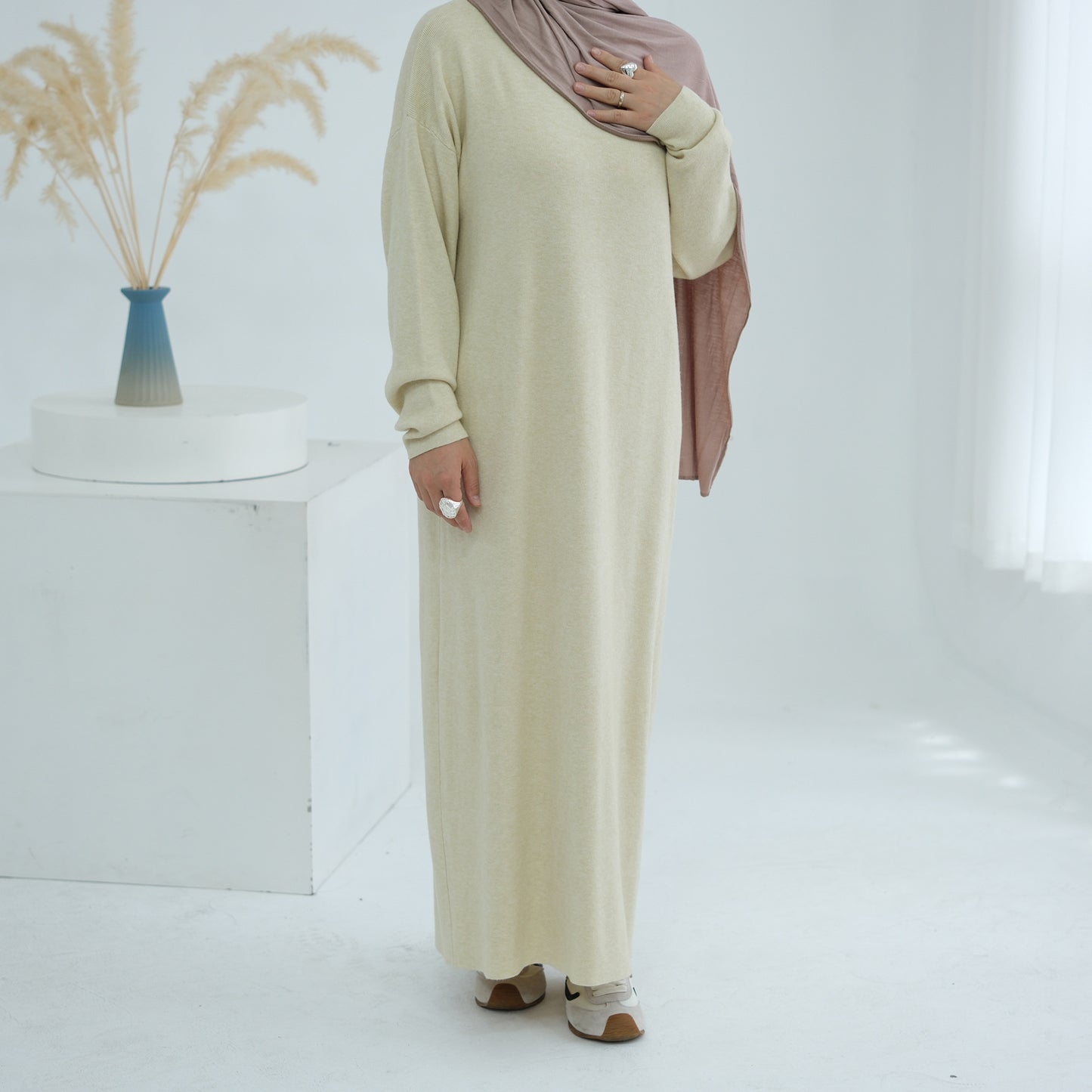 Cozy Knit Maxi Dress Long Sleeve Winter Wear