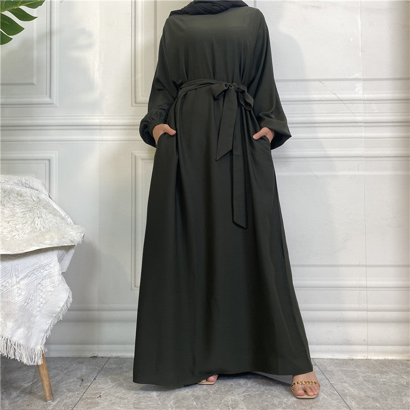 Muslim Nida Belted Pocket Maxi Dress