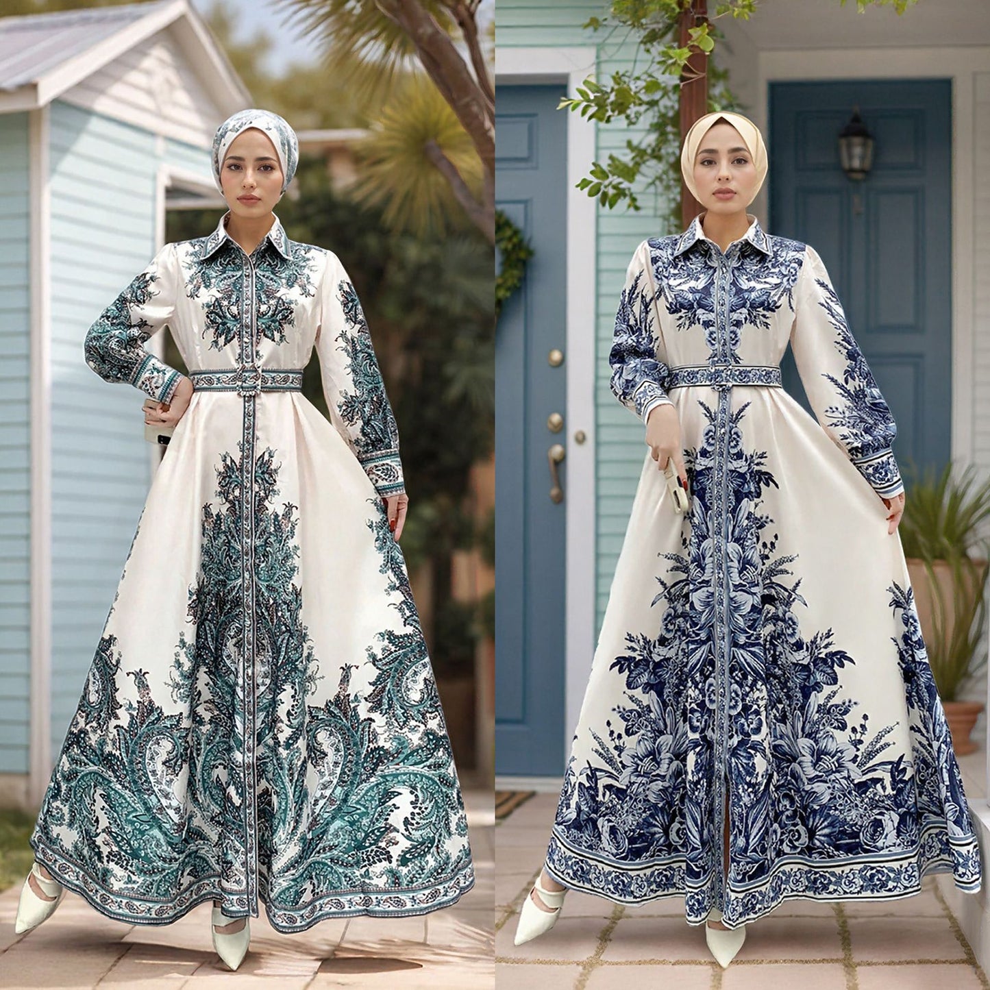 Open-Front Middle East Casual Maxi Abaya Robe