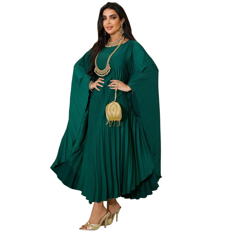 Pullover Pressed Pleated Swing Abaya Dress