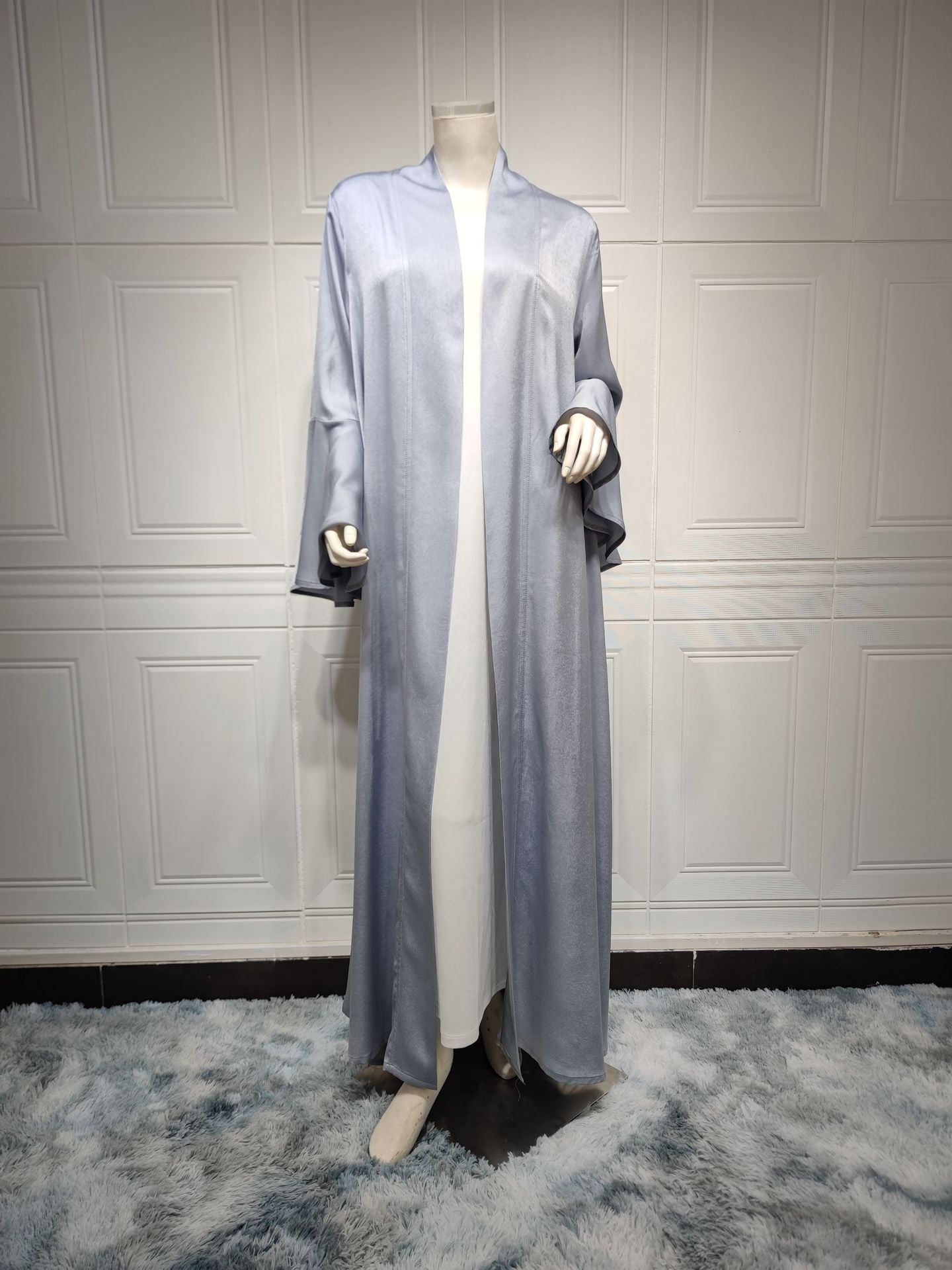 Women's Ruffle Sleeves Solid Color Open Abaya