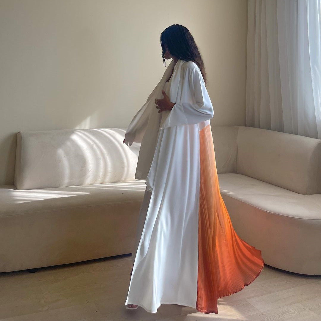 Women's Chiffon Pressed Pleated Patchwork Robe