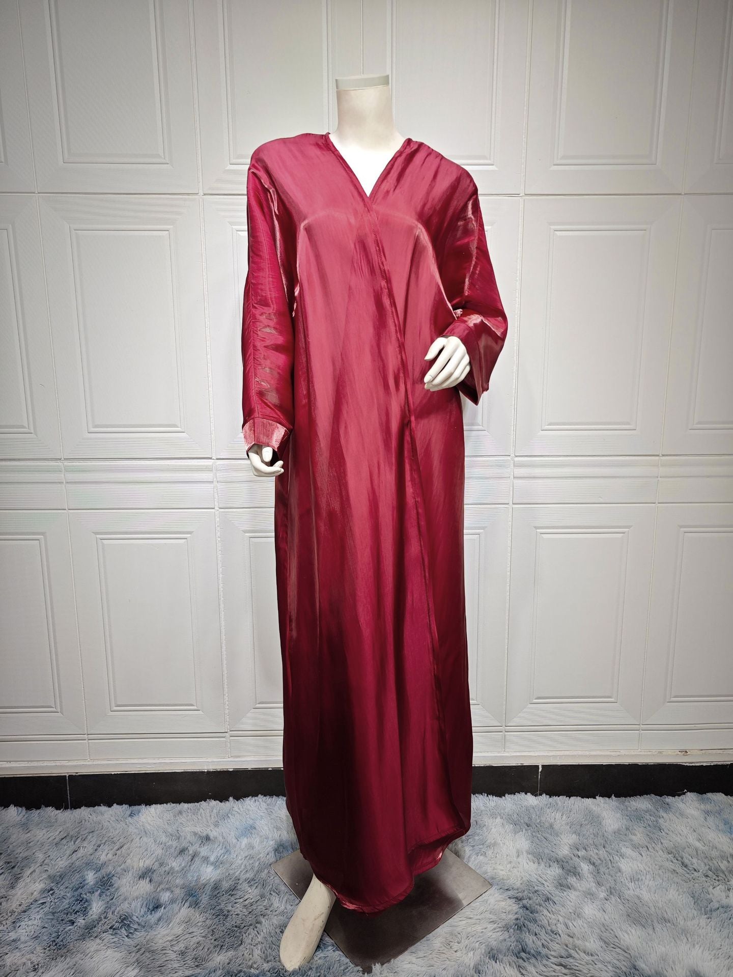 Women's Bright Satin Bat Sleeve Robe