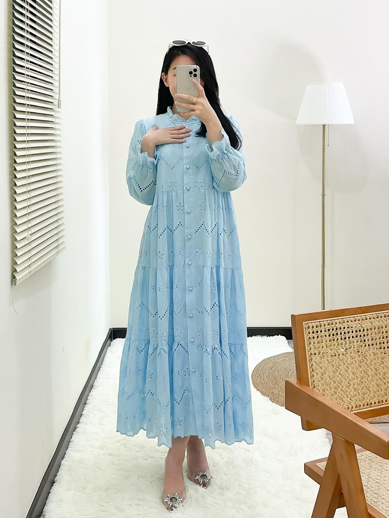 Women's Plain Embroidered Lace Dress