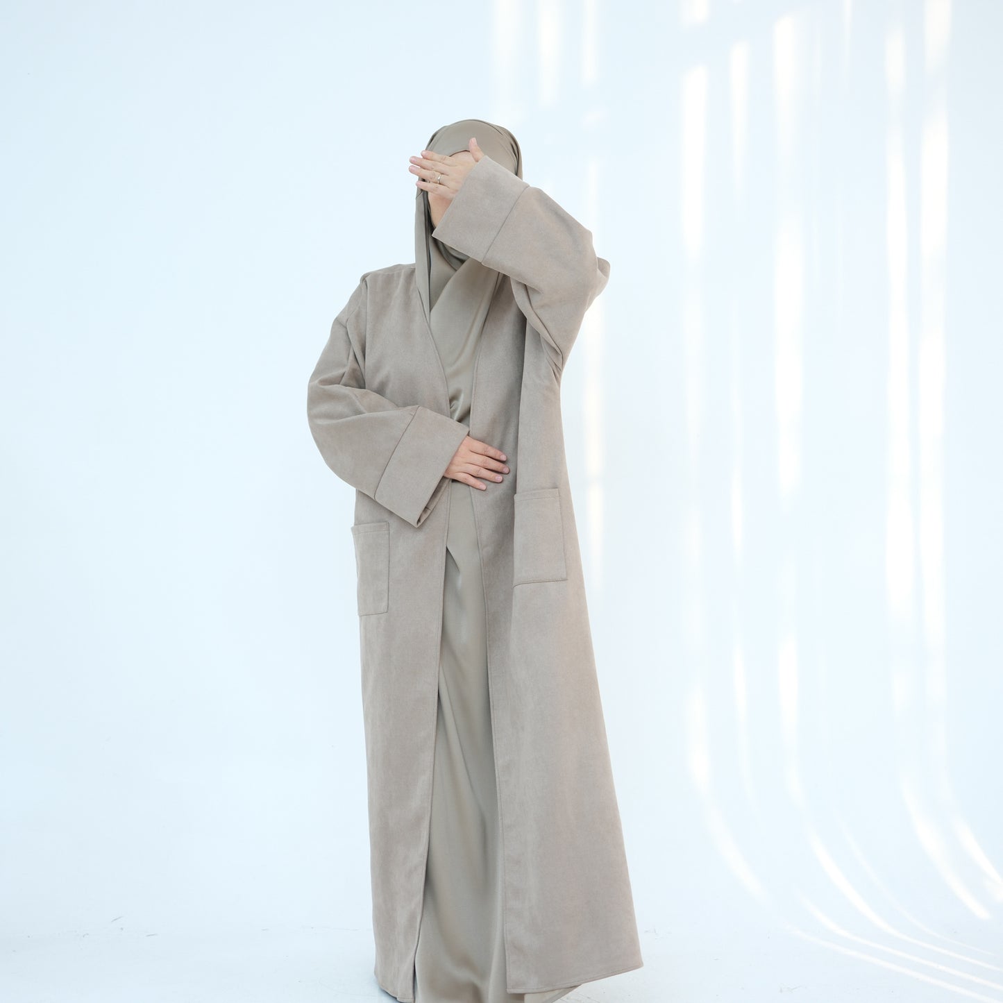 Suede Velvet Open Cardigan Dress