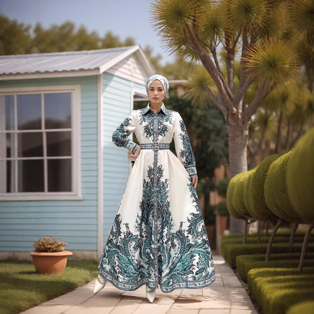 Open-Front Middle East Casual Maxi Abaya Robe