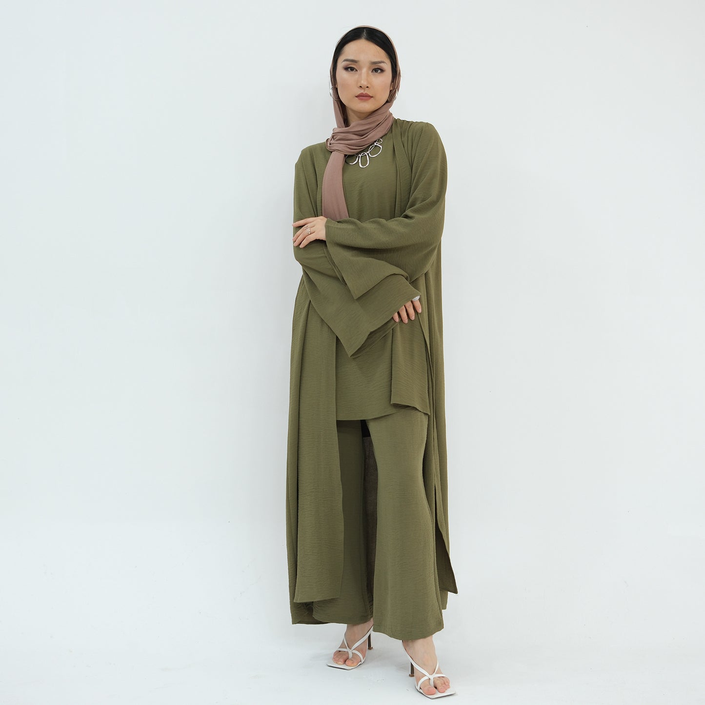 Women's Plain Three-piece Top And Pants Suit