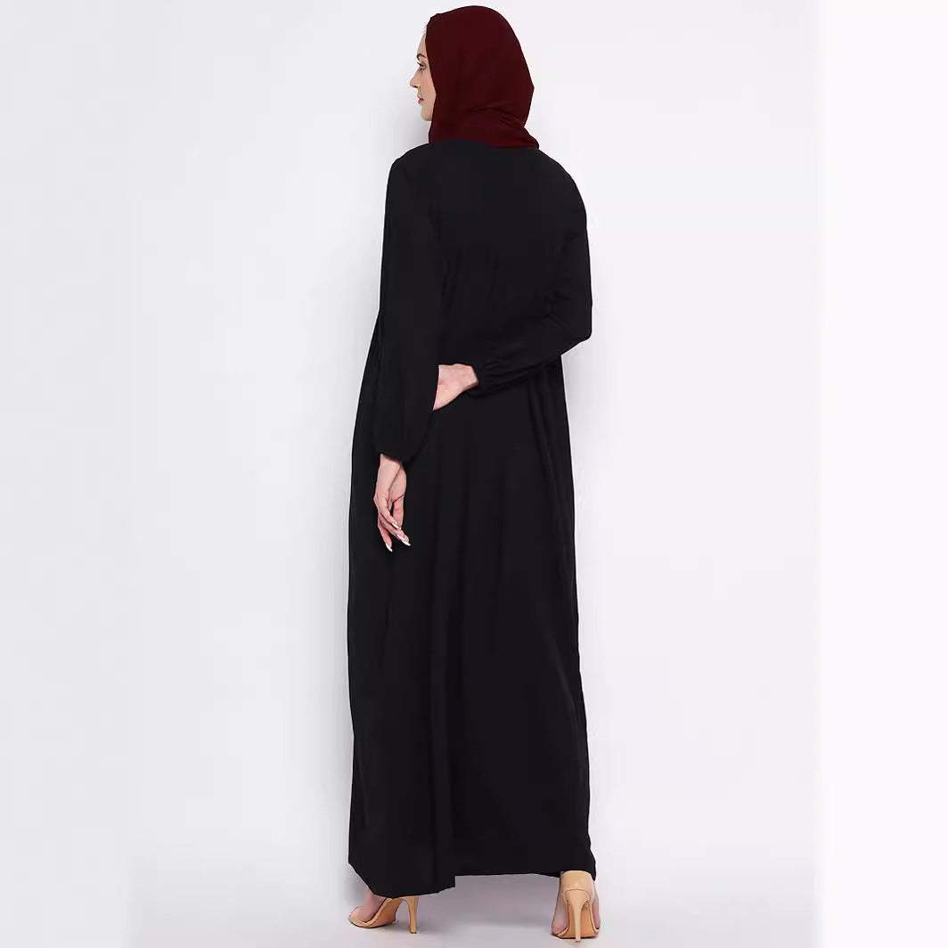 Women's Embroidered Loose Black Dress