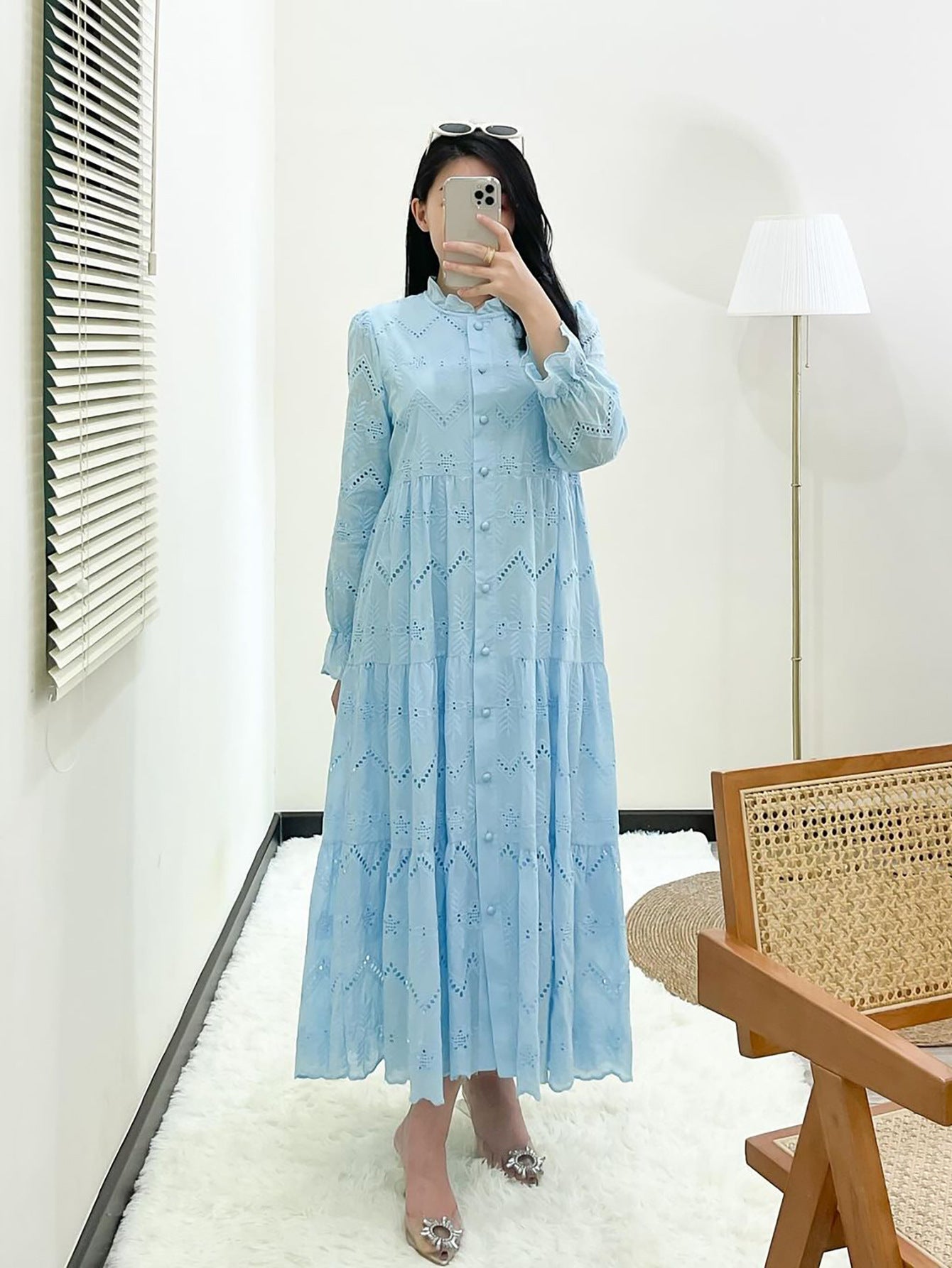 Women's Plain Embroidered Lace Dress
