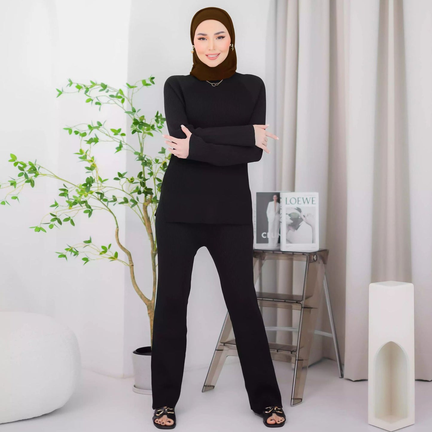 Women's Casual Knit Suit Two-piece Sets