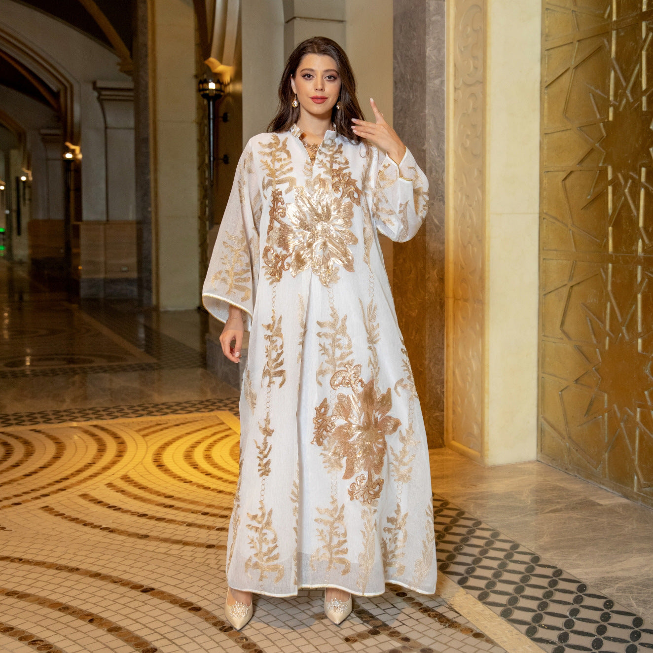 Floral Sequined Luxury Ladies Party Dress