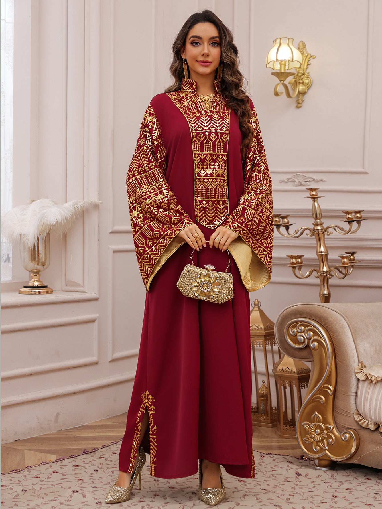 Women's Sequin Embroidered Large-sleeved Dress