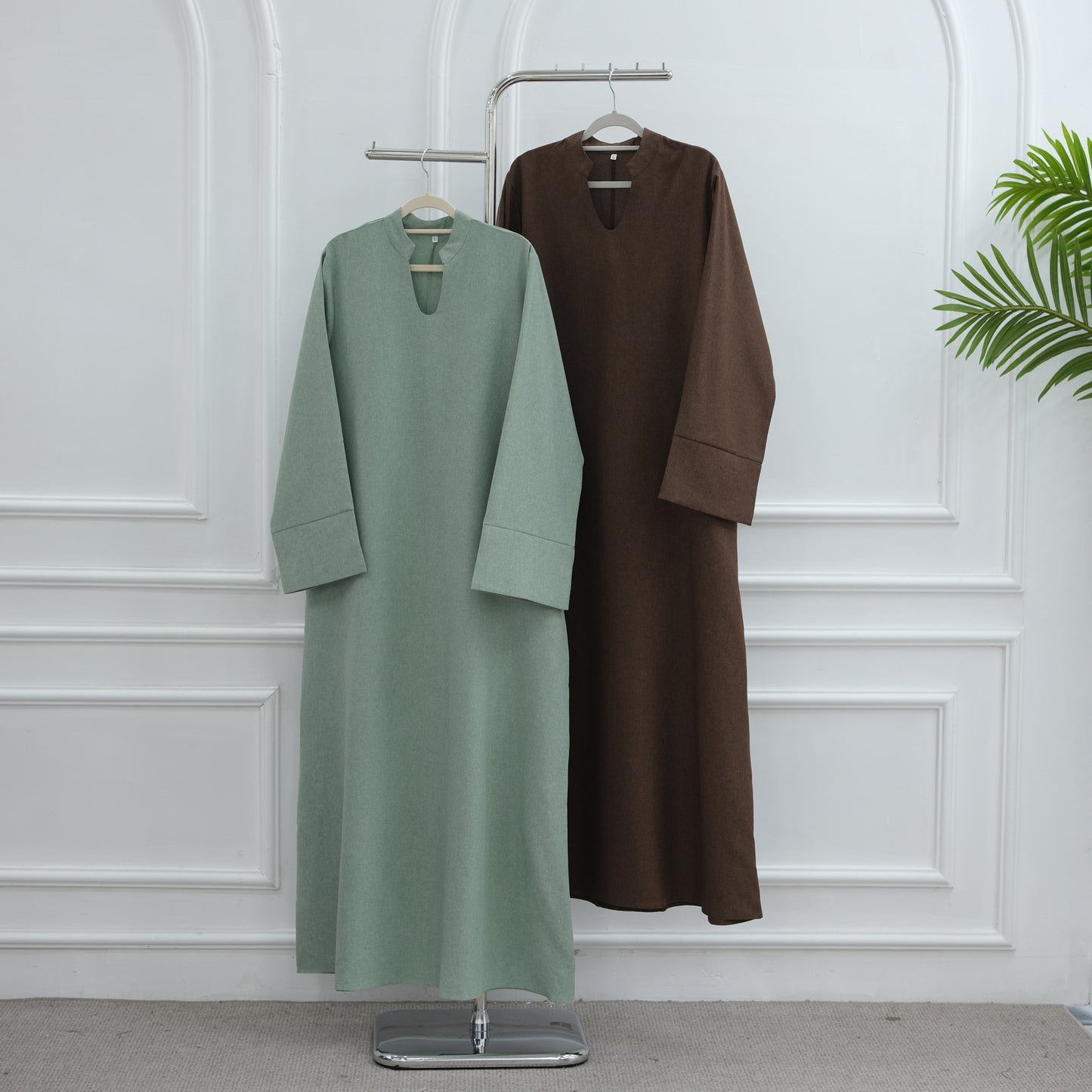 Loose-Fit Solid Color Modest Abaya Dress