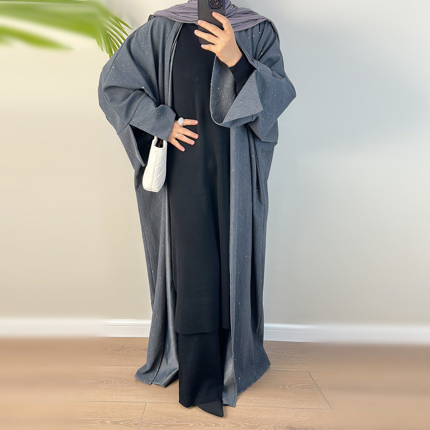 Women's Elegant Padded Cardigan Open Abaya